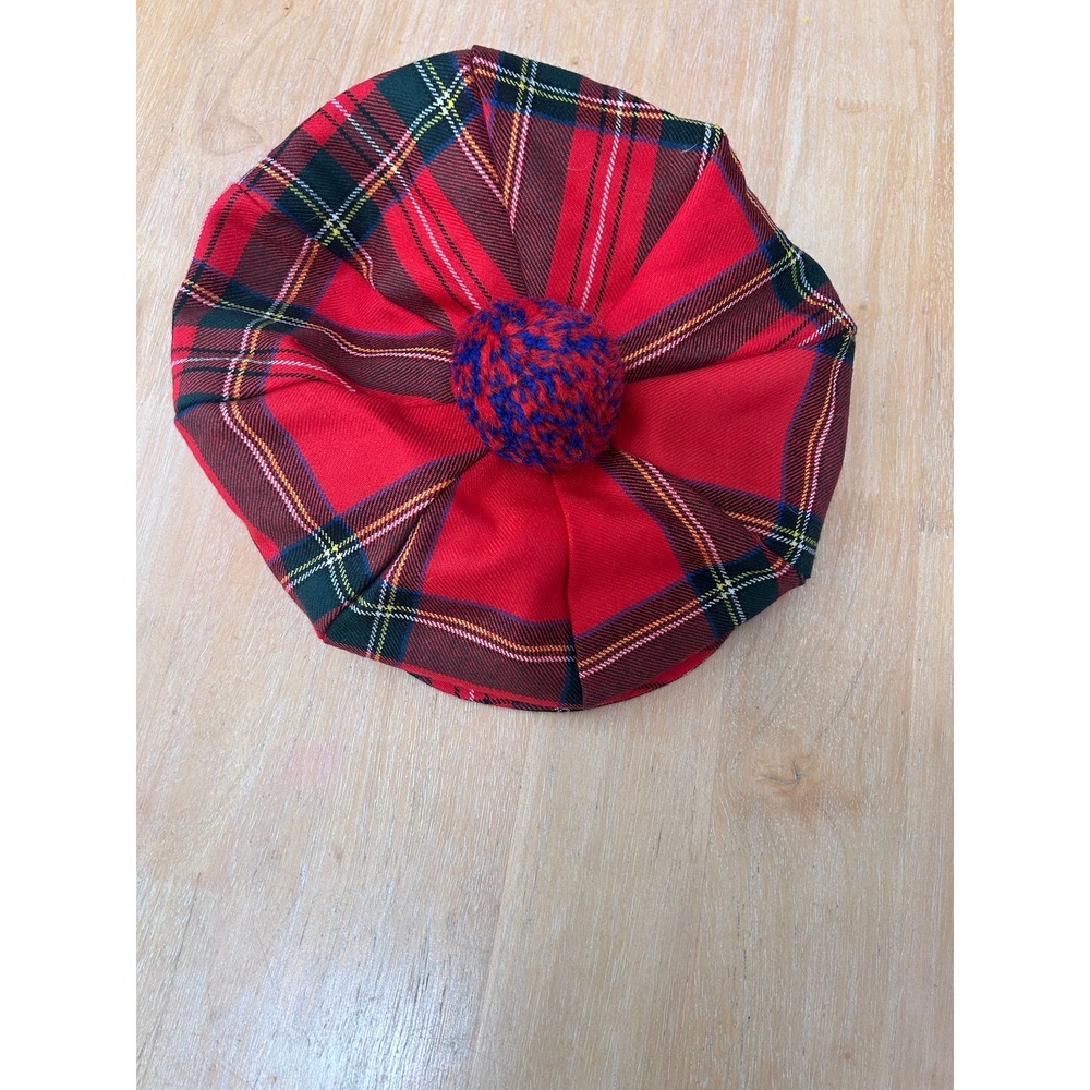 Hanna Hats of Donegal Red Plaid Wool Tam‎ Cap Ireland Newsboy Hat Medium NWT